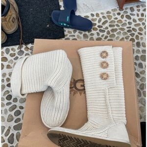 UGG Women's Cream Knit Button Boots